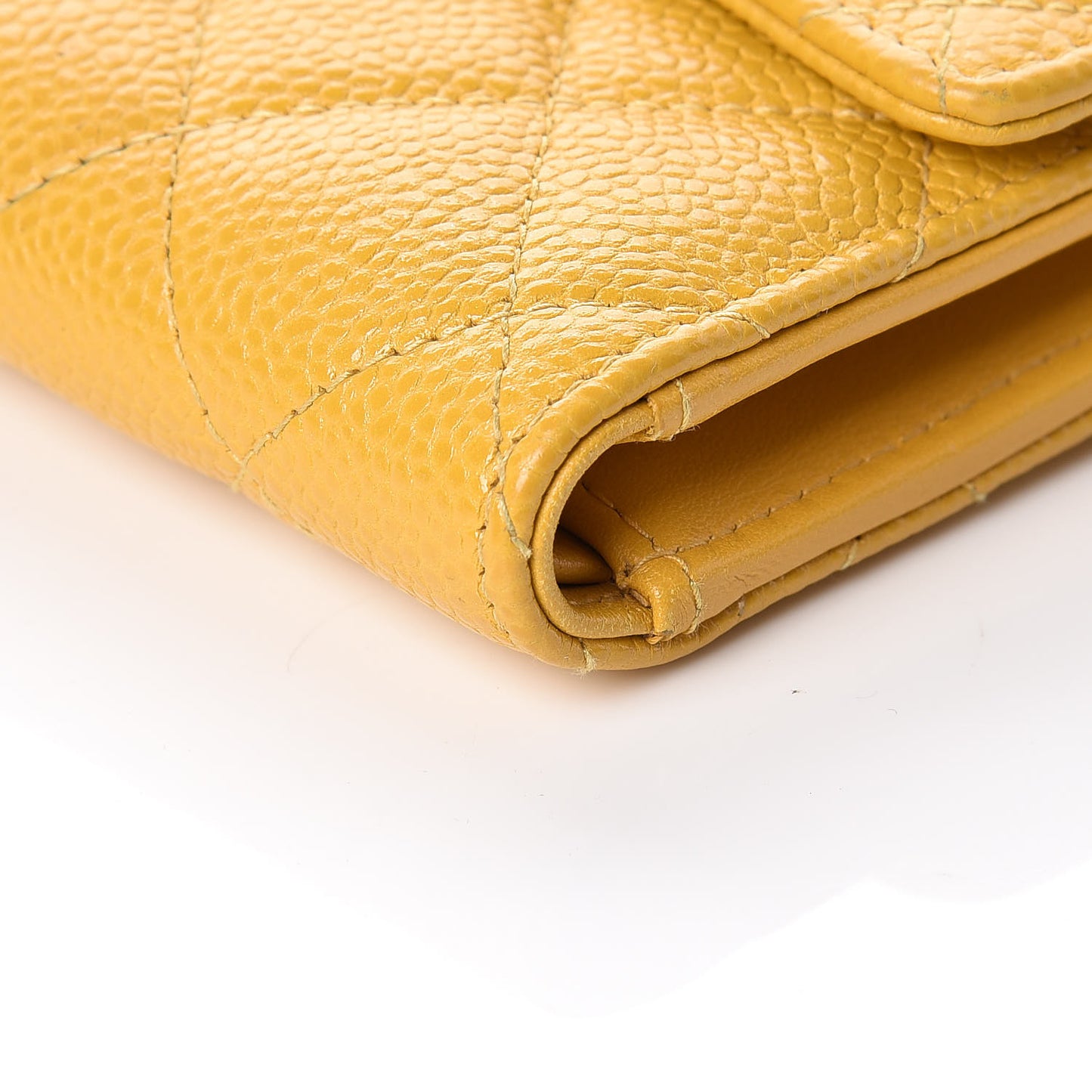 Caviar Quilted Medium Flap Wallet Yellow