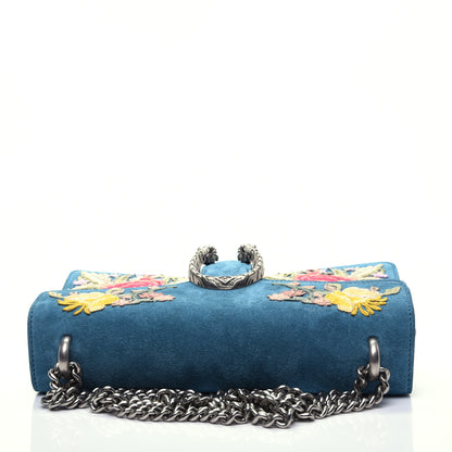 Gucci Suede Floral Embroidered Small Dionysus Shoulder Bag Blue 8 of 10