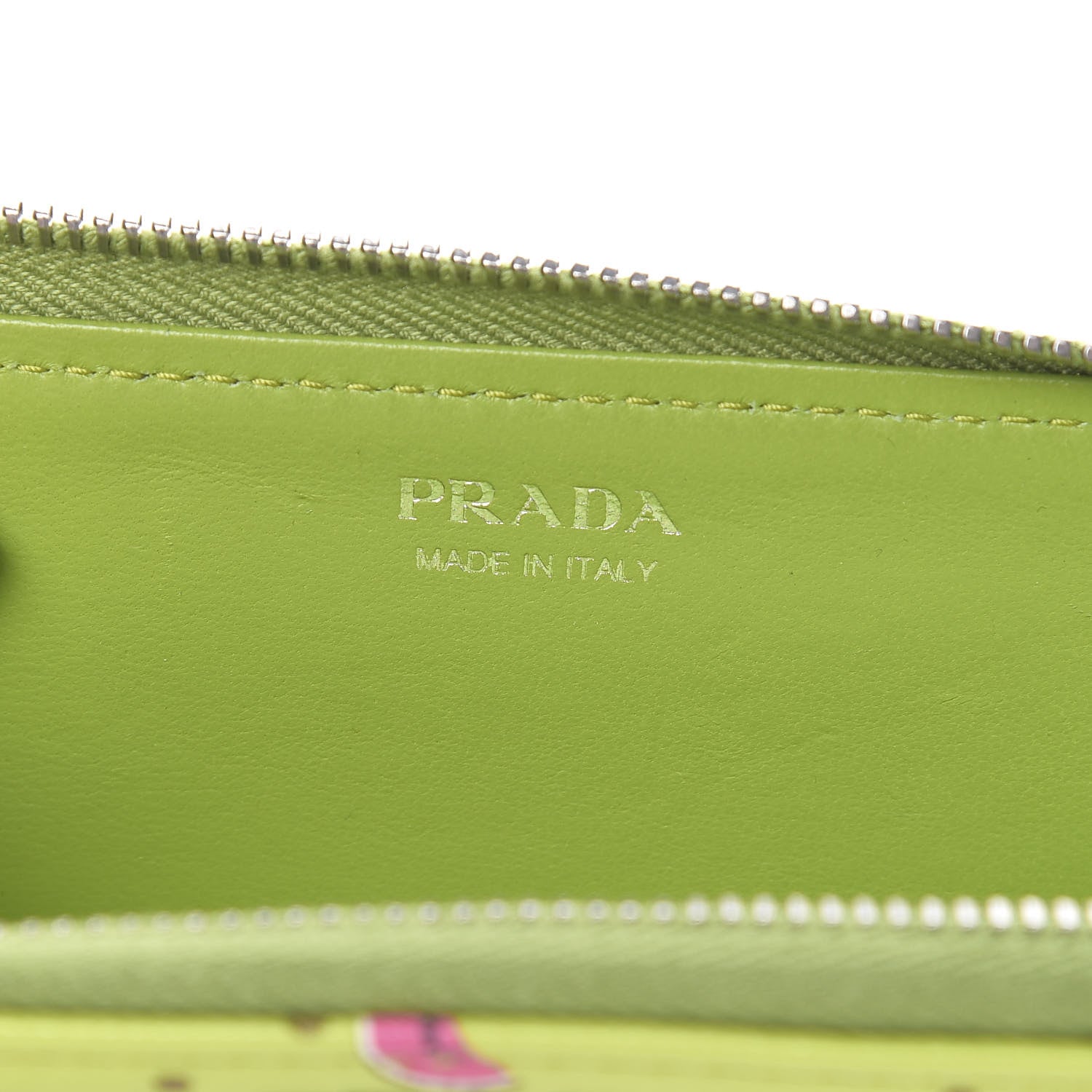 Prada Saffiano Watermelon Print Zip Key Pouch Erba 6 of 8