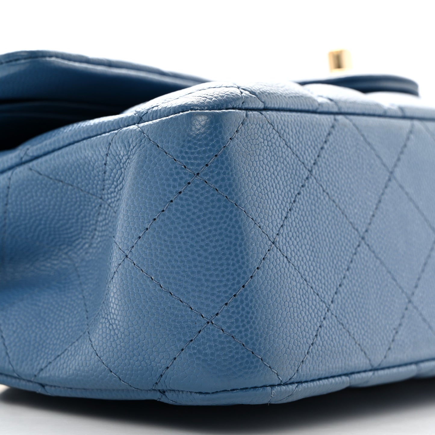 Caviar Quilted Medium Double Flap Blue