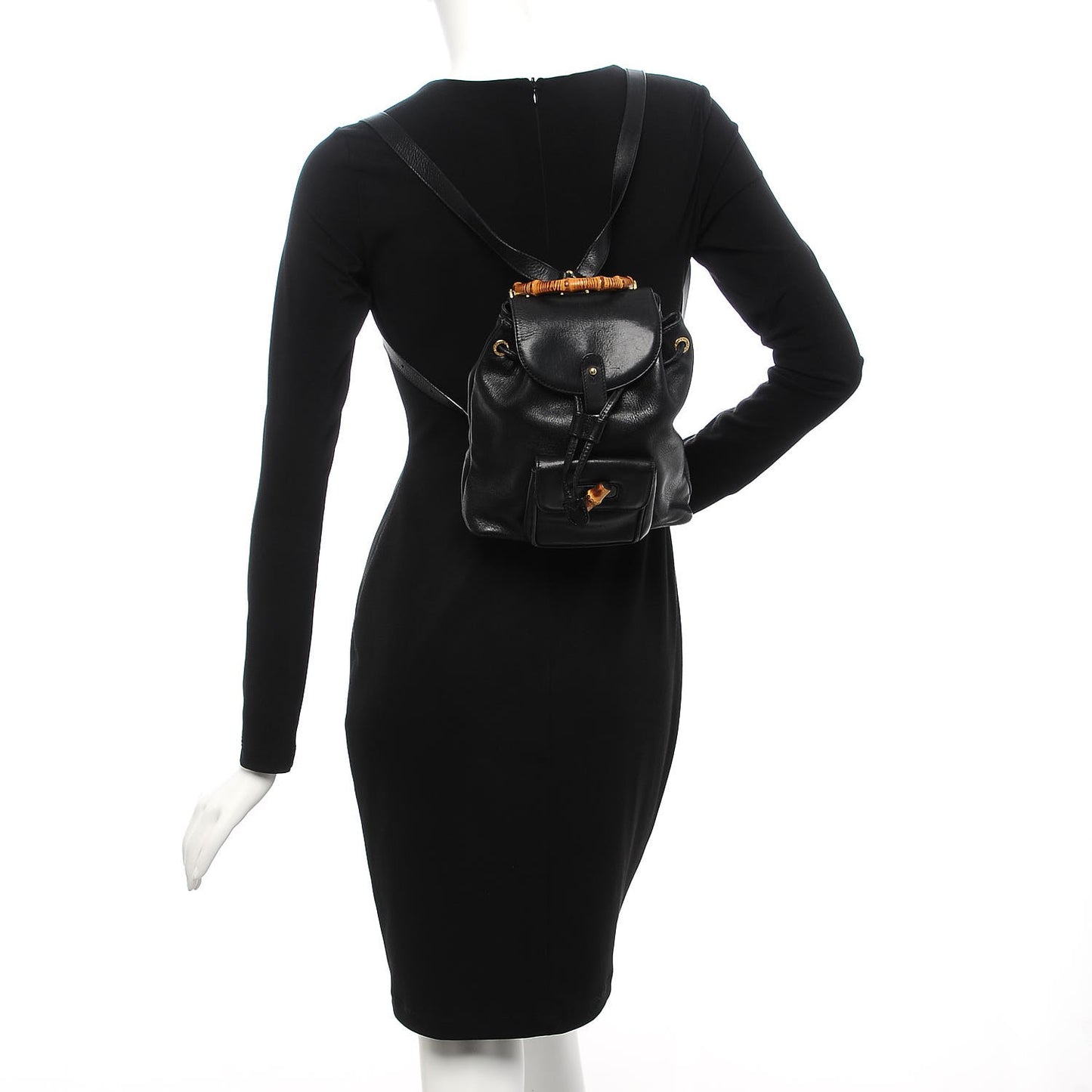 Calfskin Bamboo Backpack Black