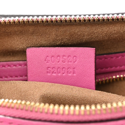 Gucci GG Supreme Monogram Moon Calfskin Small Boston Beige Ebony Hibiscus Red New Rosette 7 of 20