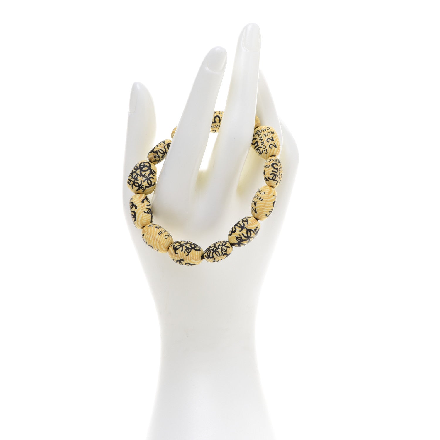 Chanel Beaded Rue Cambon CC Bracelet Yellow Black 2 of 4