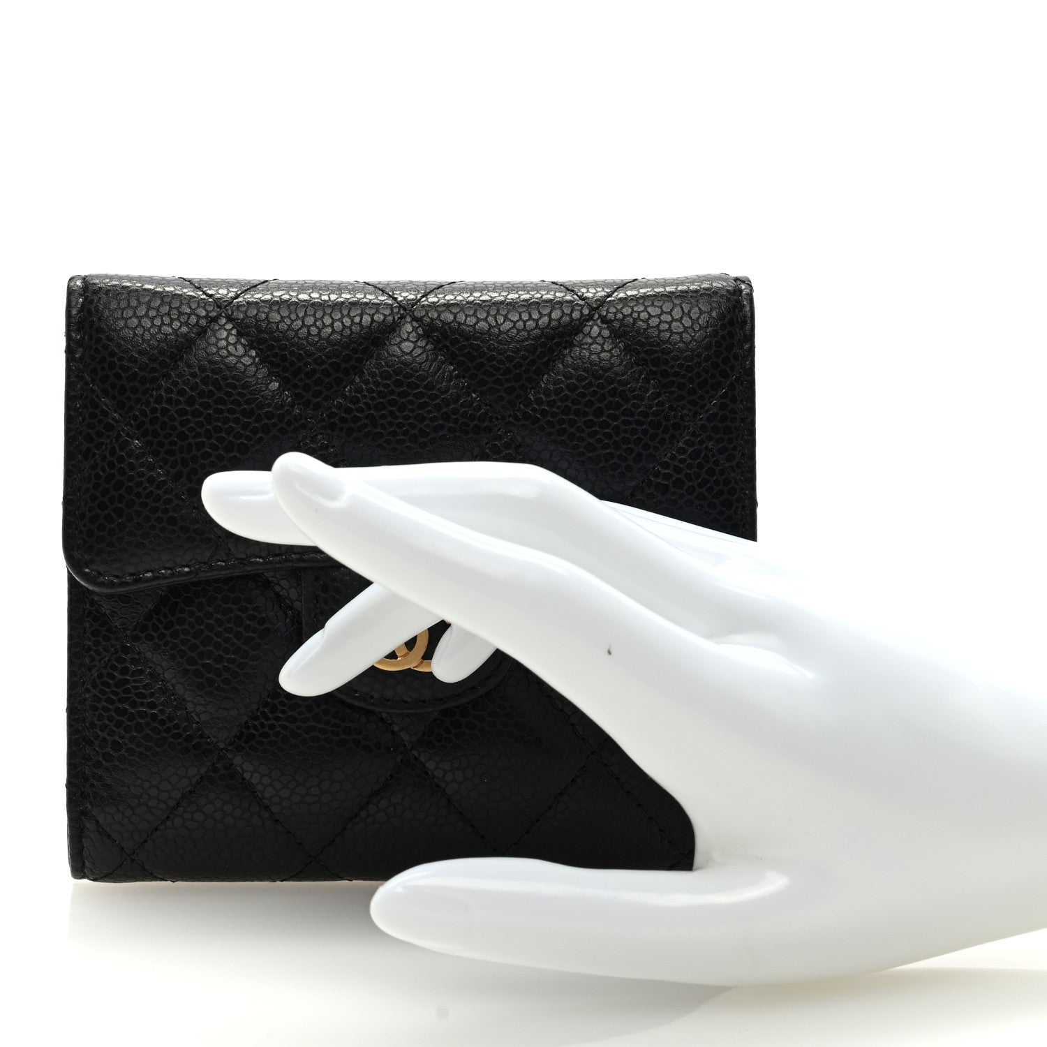 Chanel Caviar Quilted Compact Flap Wallet Black 2 of 8