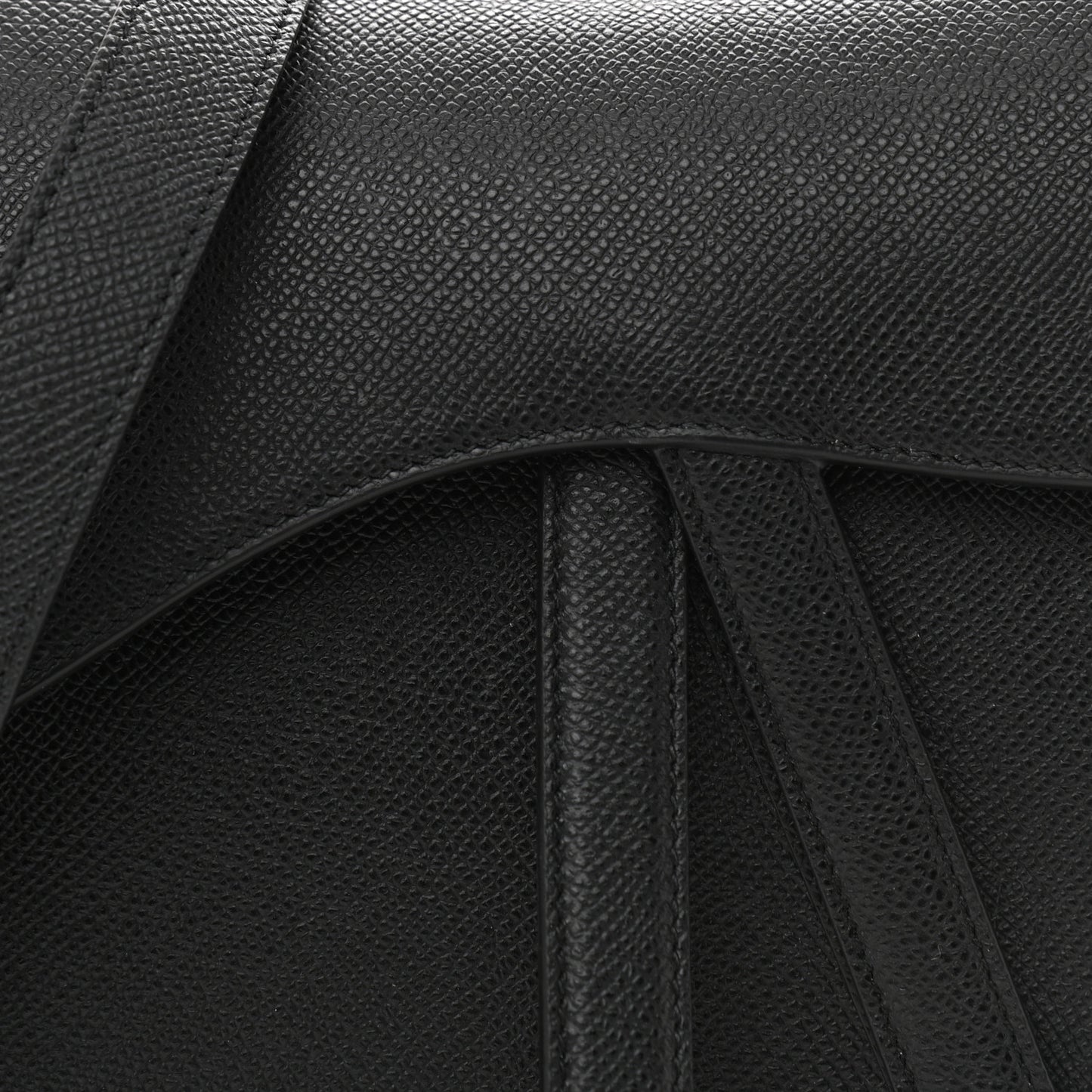 Grained Calfskin Mini Saddle Bag With Strap Black