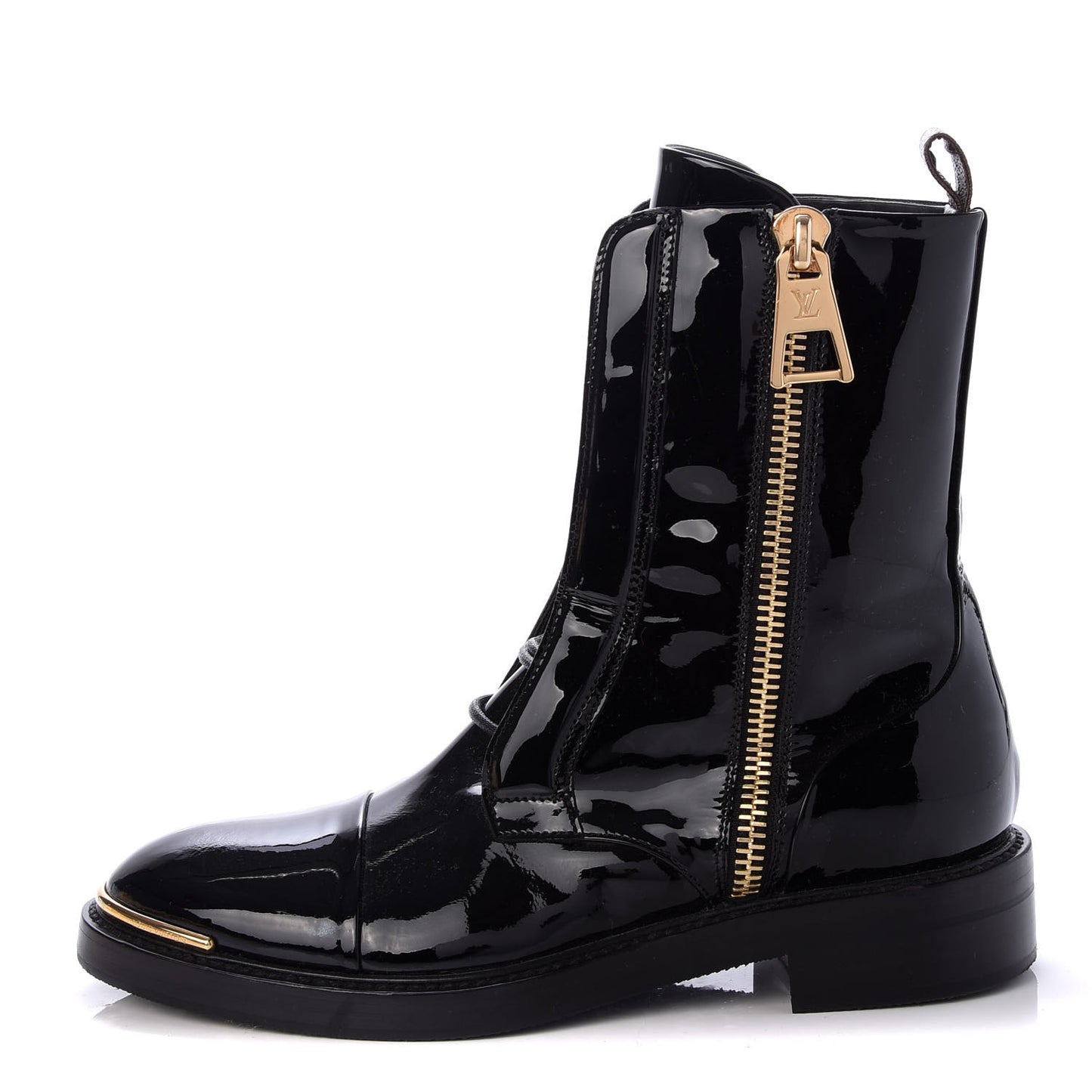 Patent Calfskin Monogram Macadam Ranger Combat Boots 36 Black