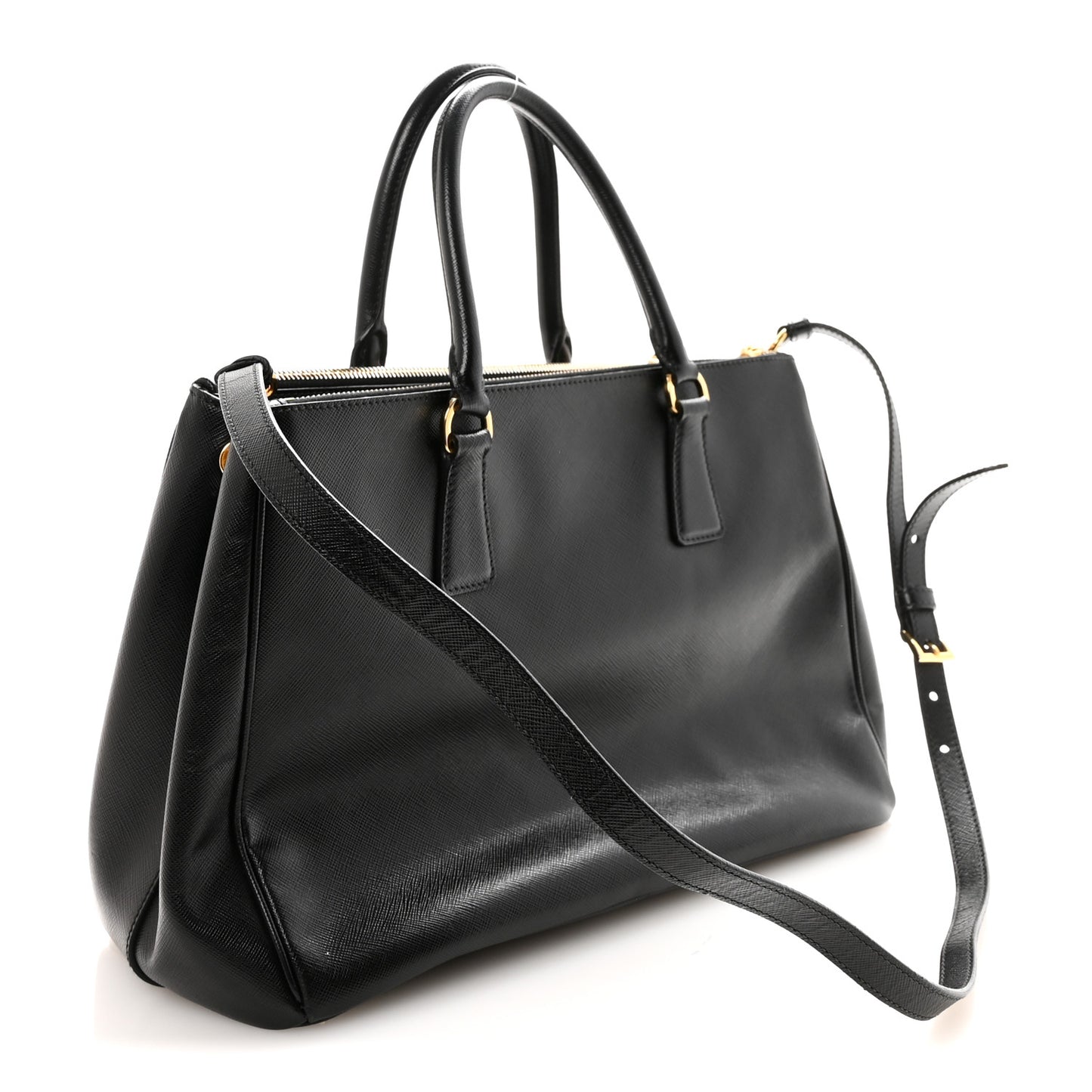 Saffiano Lux Medium Galleria Double Zip Tote Black