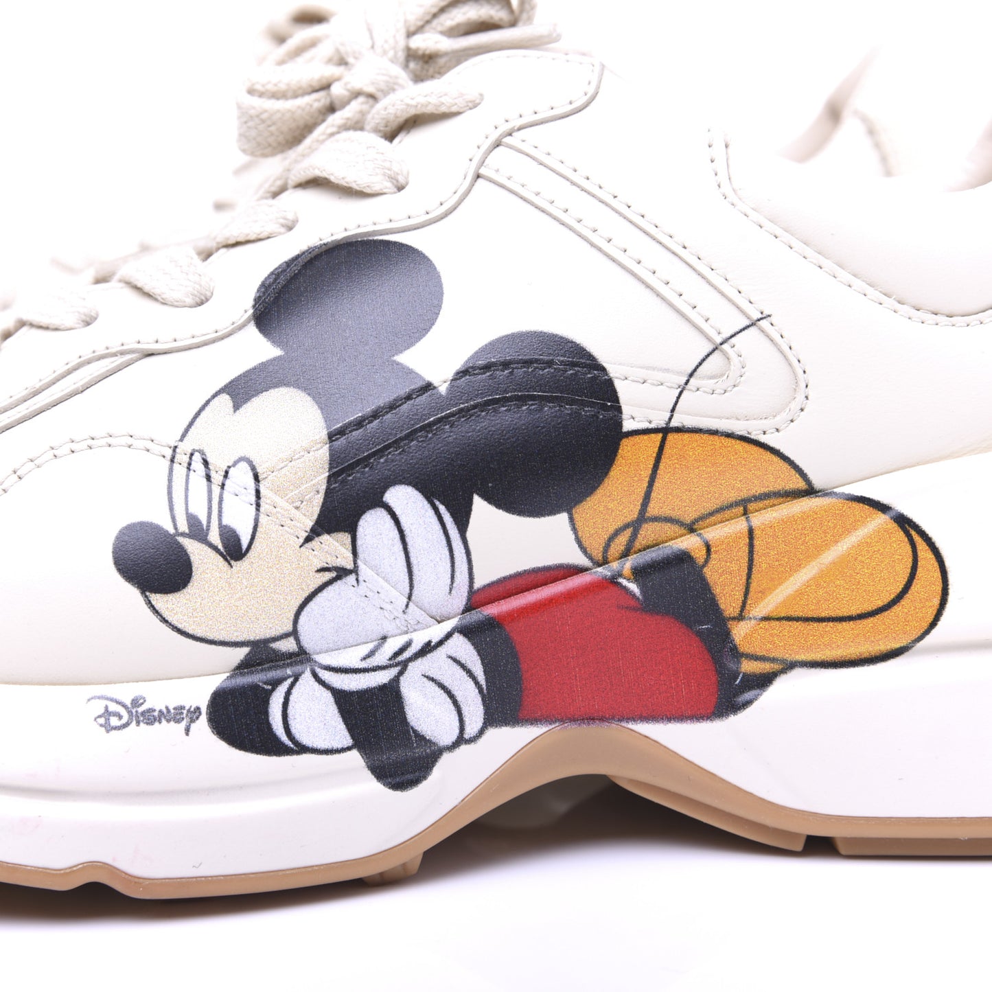 X DISNEY Calfskin Mickey Mouse Womens Rhyton Sneakers 38.5 Ivory
