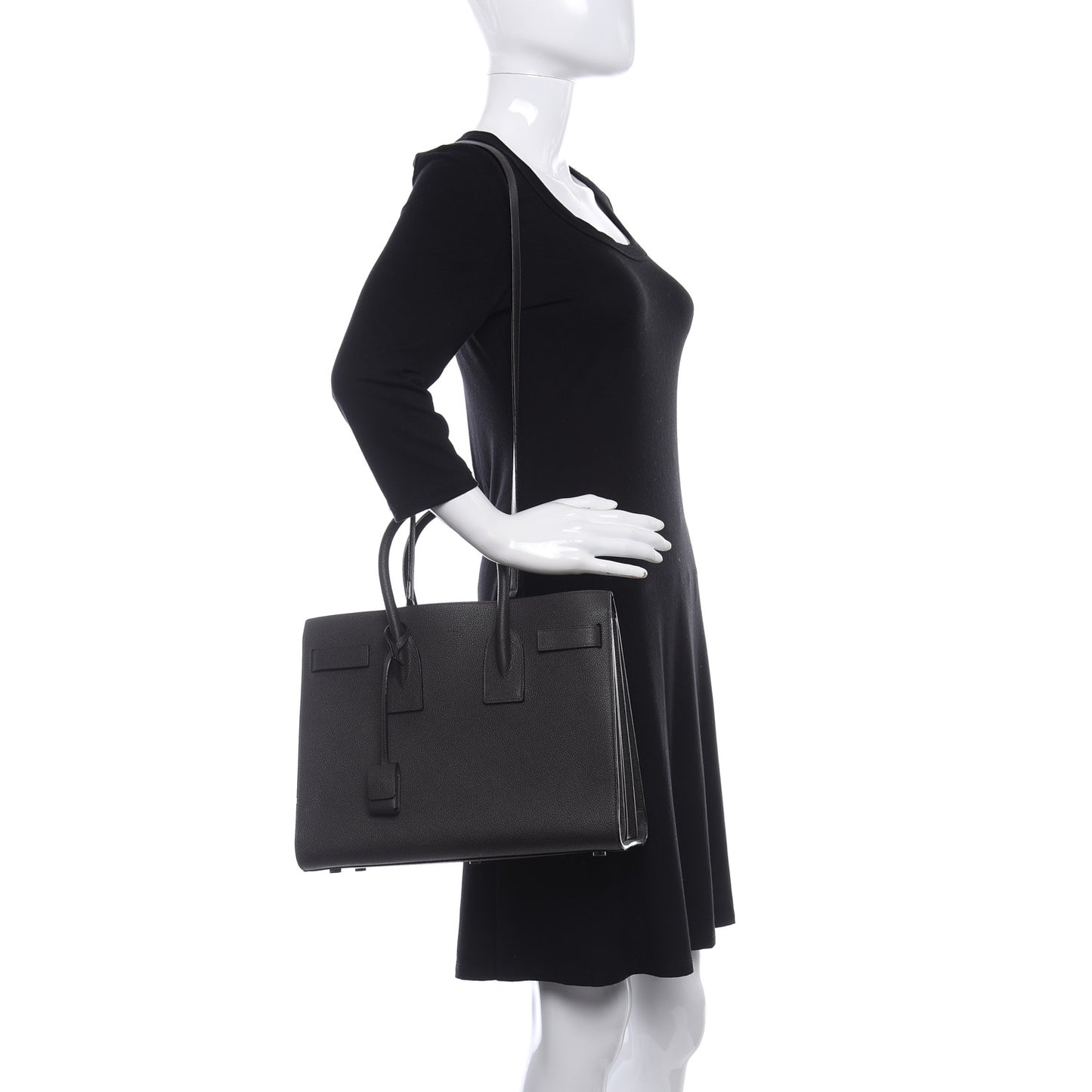 Grained Calfskin Small Sac De Jour Black