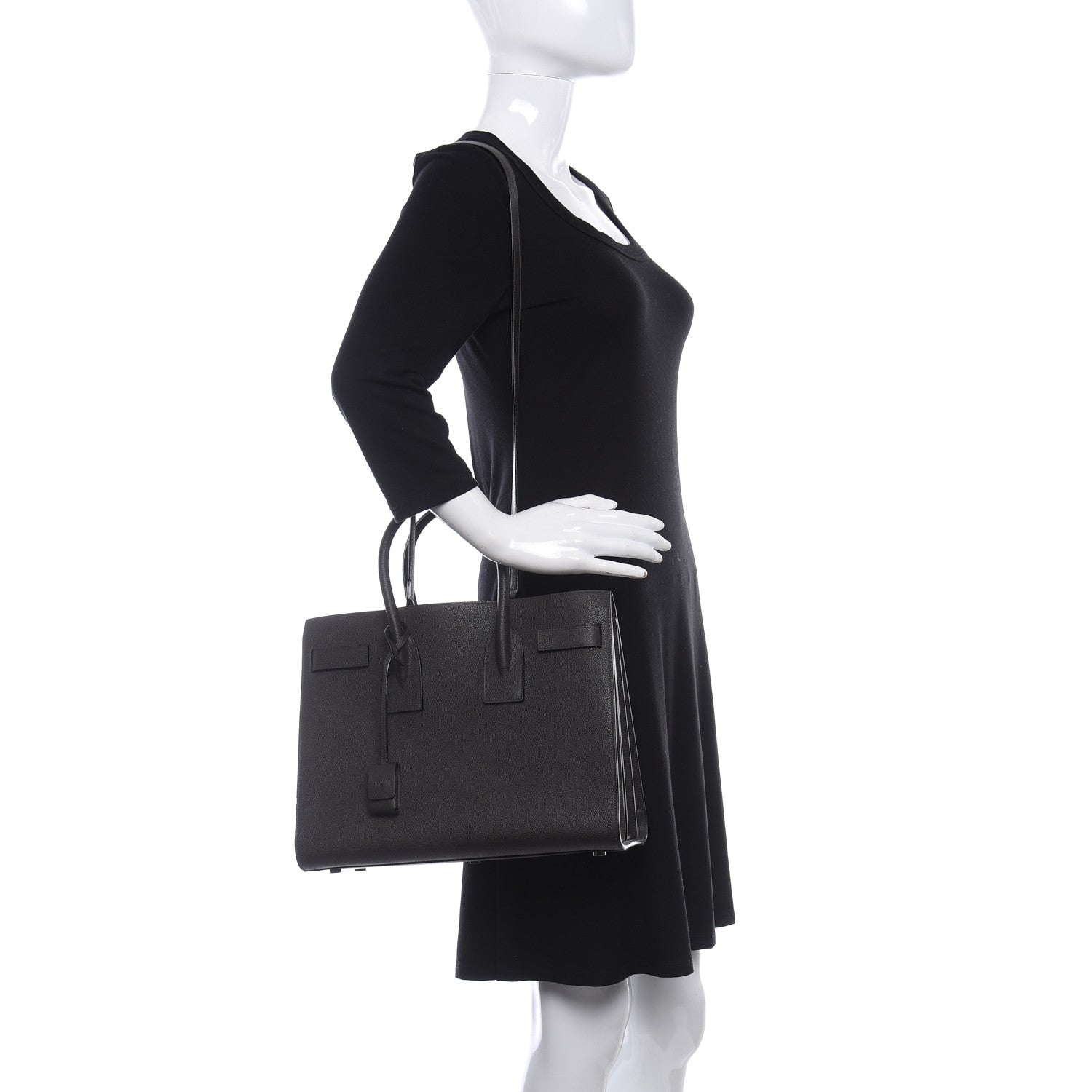 Saint Laurent Grained Calfskin Small Sac De Jour Black 2 of 9