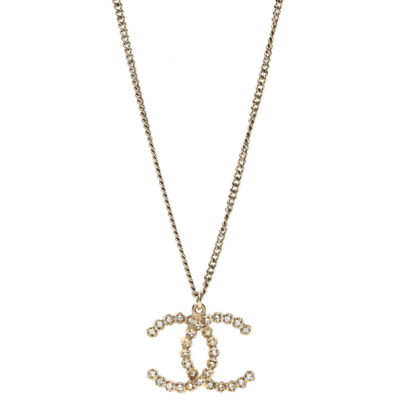 Crystal CC Pendant Necklace Gold