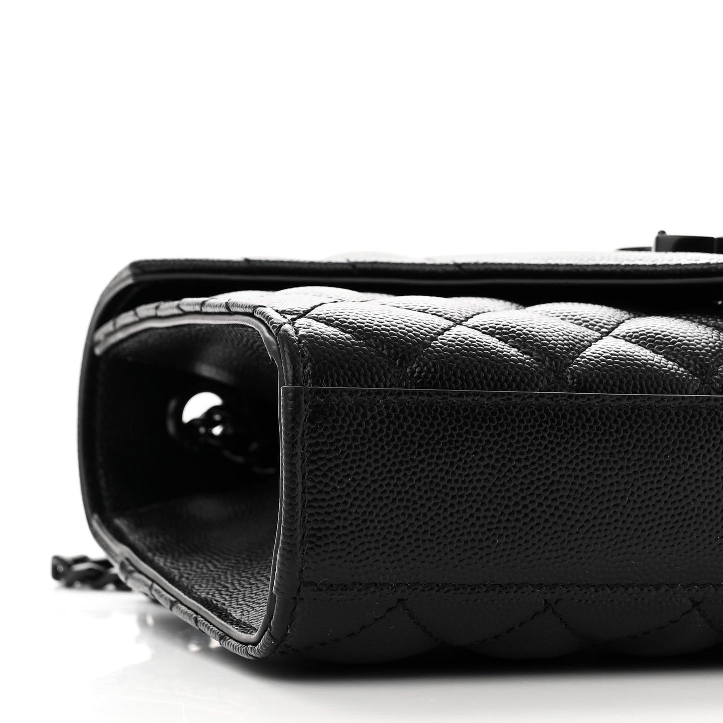 Grain De Poudre Textured Mixed Matelasse Triquilt Small Monogram Monochrome Satchel Black