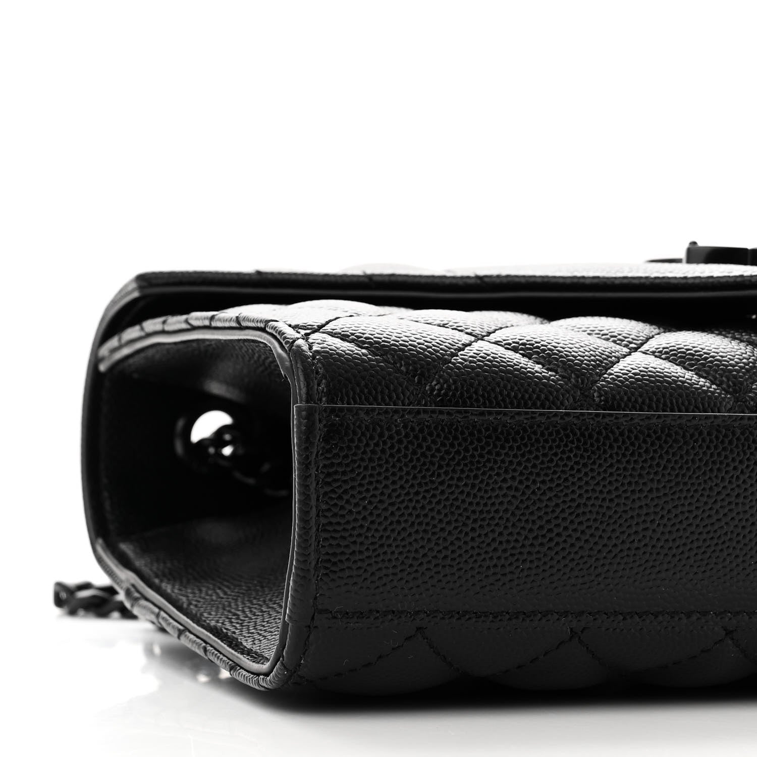Saint Laurent Grain De Poudre Textured Mixed Matelasse Triquilt Small Monogram Monochrome Satchel Black 8 of 9
