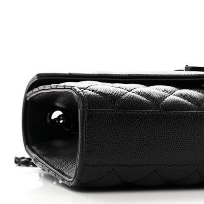 Saint Laurent Grain De Poudre Textured Mixed Matelasse Triquilt Small Monogram Monochrome Satchel Black 8 of 9