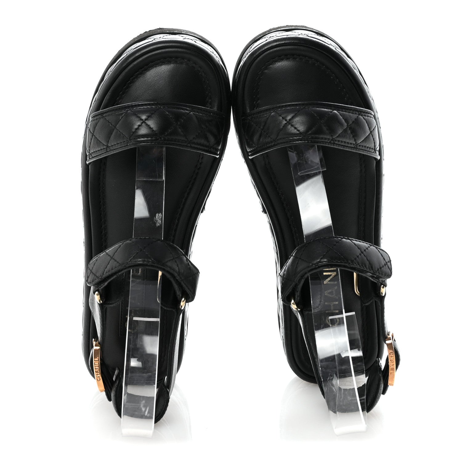 Chanel Lambskin Quilted Platform Sandals 37 Black 3 of 18