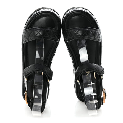 Chanel Lambskin Quilted Platform Sandals 37 Black 3 of 18