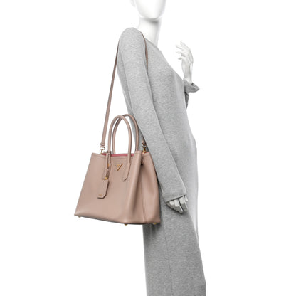 Prada Saffiano Cuir Small Double Bag Cammeo Rosa 2 of 9
