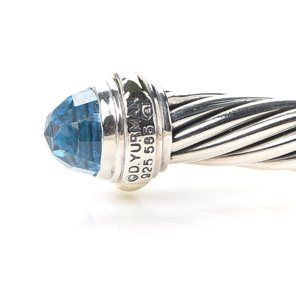 David Yurman Sterling Silver 14K Yellow Gold Blue Topaz 7mm Cable Classics Bracelet 4 of 6