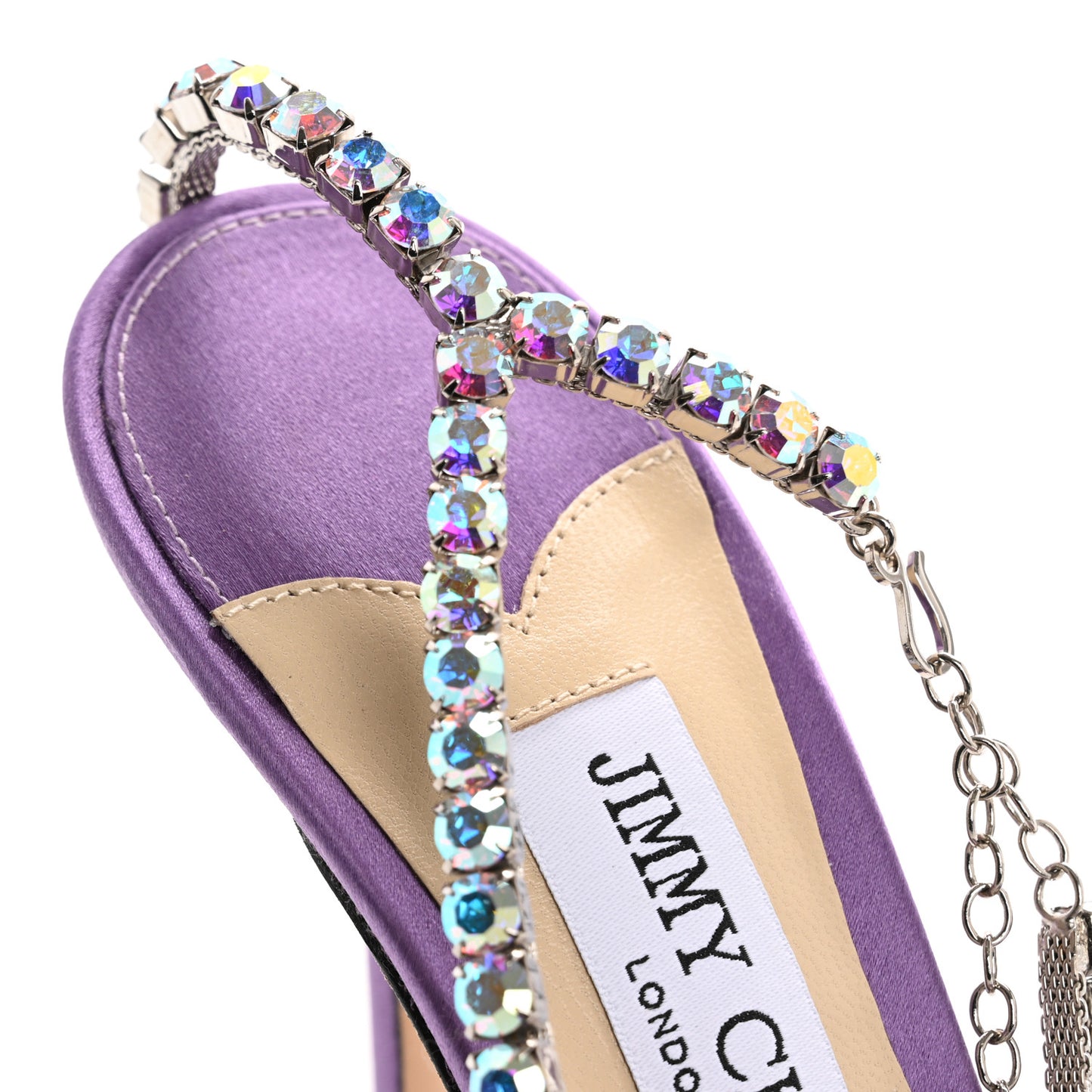 Satin PVC Crystal Saeda 100 Sandals 38 Wisteria