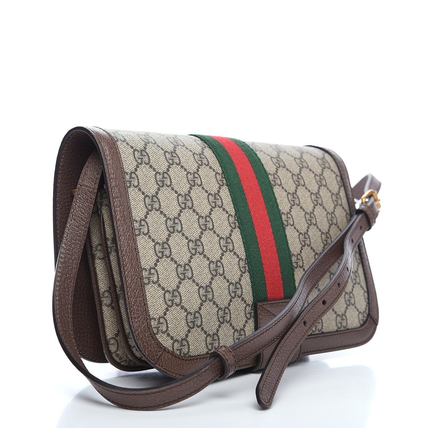 Gucci GG Supreme Monogram Web Ophidia Flap Messenger Bag Beige New Acero 2 of 9