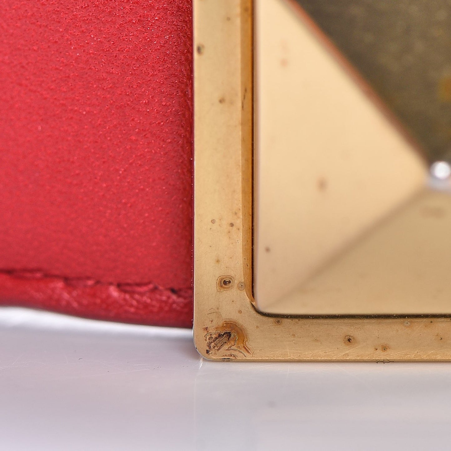 Calfskin Pyramid Stud Bracelet Red Gold