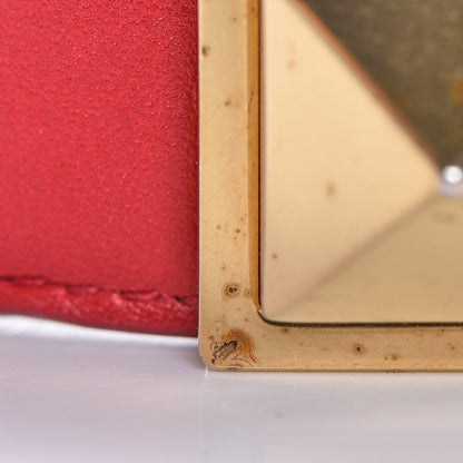 Saint Laurent Calfskin Pyramid Stud Bracelet Red Gold 8 of 16