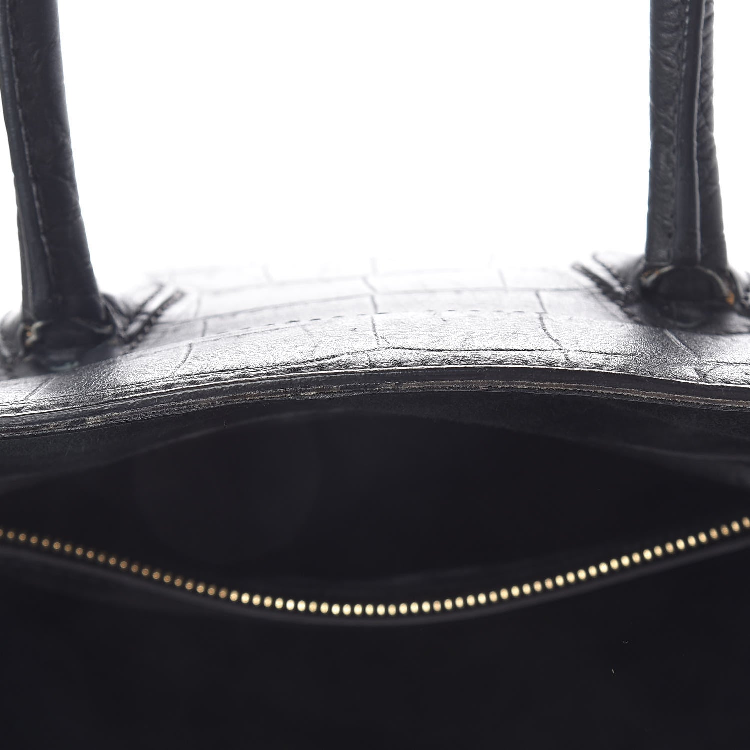 Celine Crocodile Embossed Calfskin Medium Phantom Luggage Black 16 of 19
