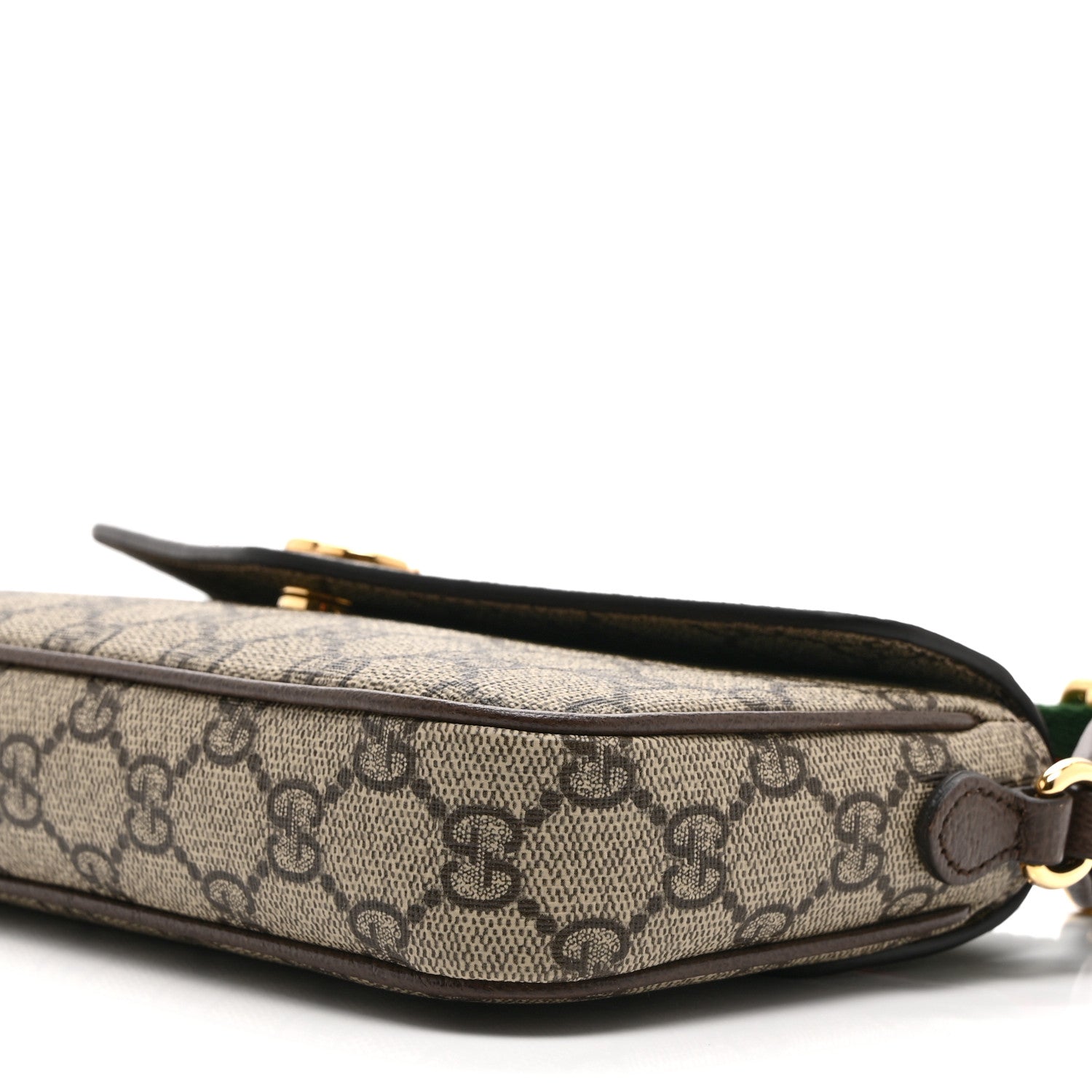 Gucci GG Supreme Monogram Textured Dollar Calfskin Web Mini Ophidia Envelope Shoulder Bag Beige Ebony 10 of 10