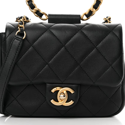 Chanel Lambskin Quilted Small Circular Handle Bag Black 8 of 18