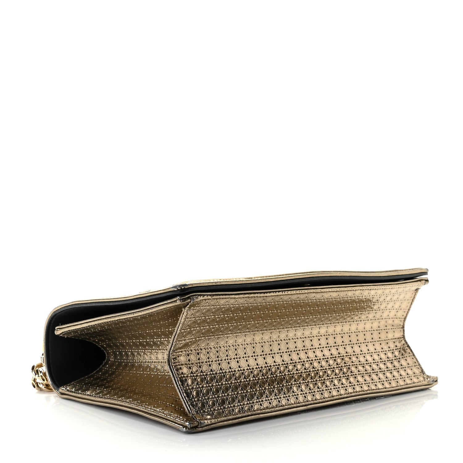 Christian Dior Metallic Patent Micro-Cannage Medium Diorama Flap Bag Gold 4 of 20