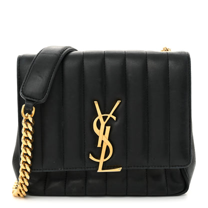 Saint Laurent Lambskin Matelasse Monogram Medium Vicky Chain Bag Black 1 of 17