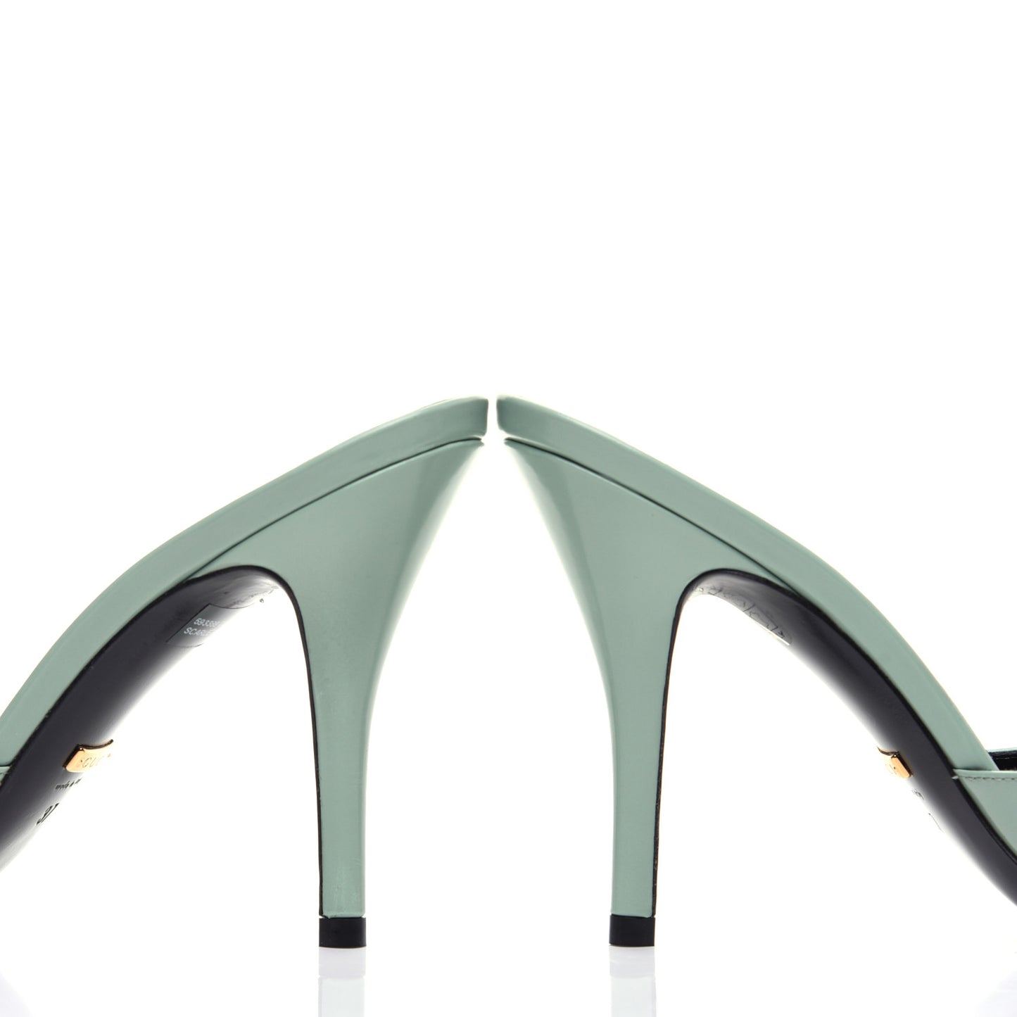 Polished Calfskin Scarlet Mid Heel Slide Sandals 37 Aqua Green
