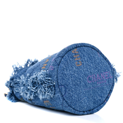 Chanel Denim Quilted Mood Mini Bucket With Chain Blue Multicolor 4 of 10