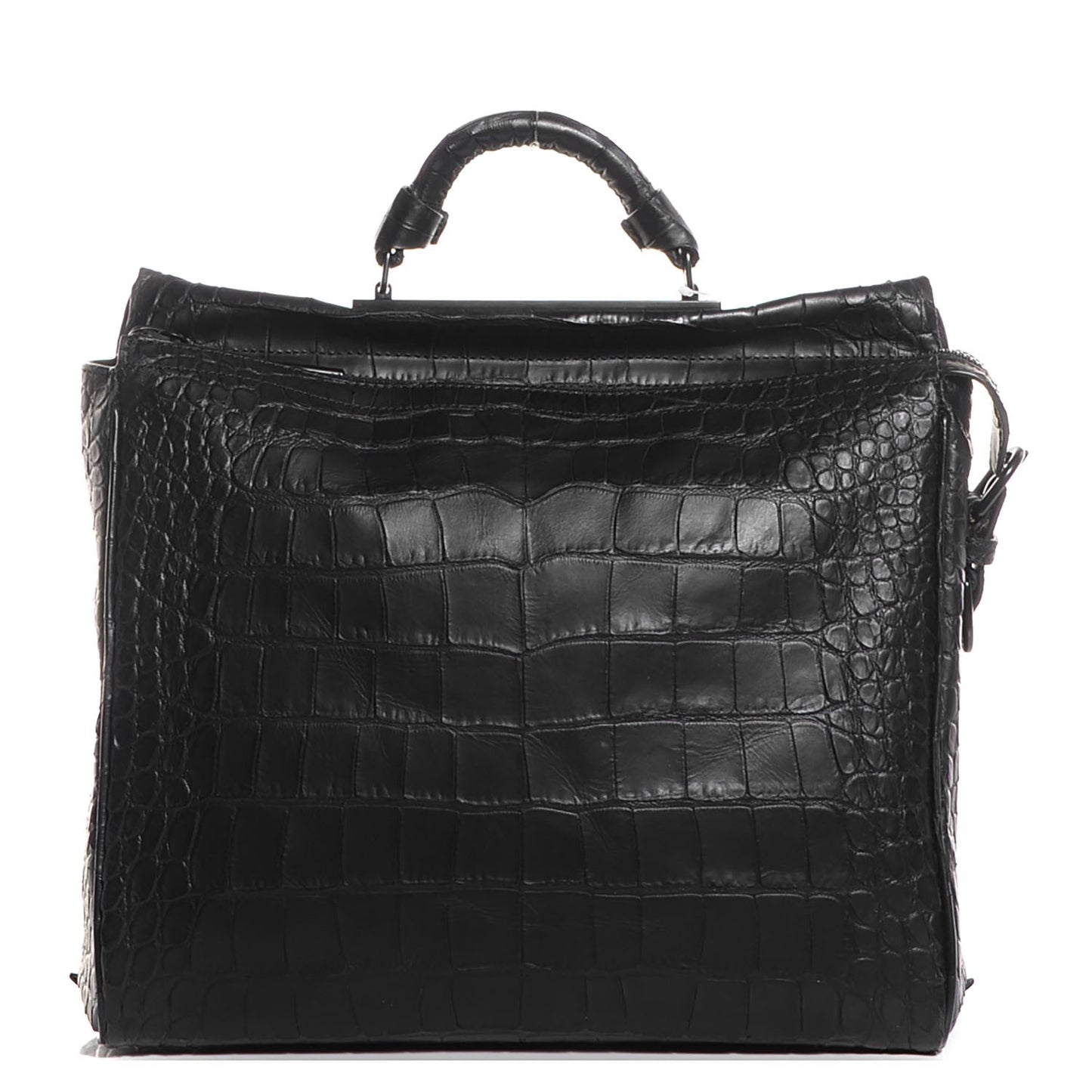 3.1 Crocodile Embossed Large Ryder Satchel Black