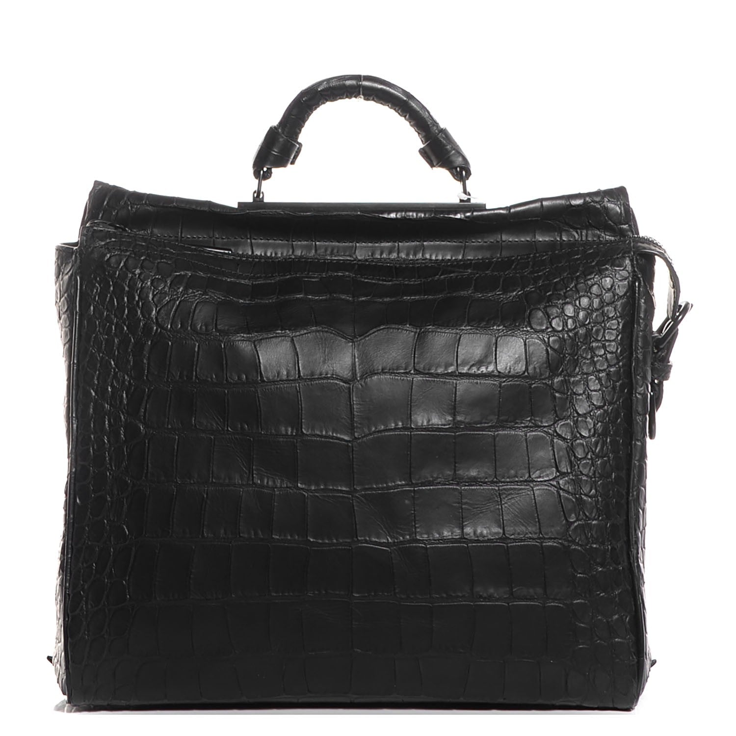 3.1 Phillip Lim 3.1 Crocodile Embossed Large Ryder Satchel Black 1 of 10