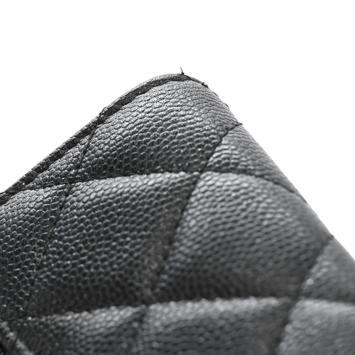 Iridescent Caviar Quilted Compact Flap Wallet Black