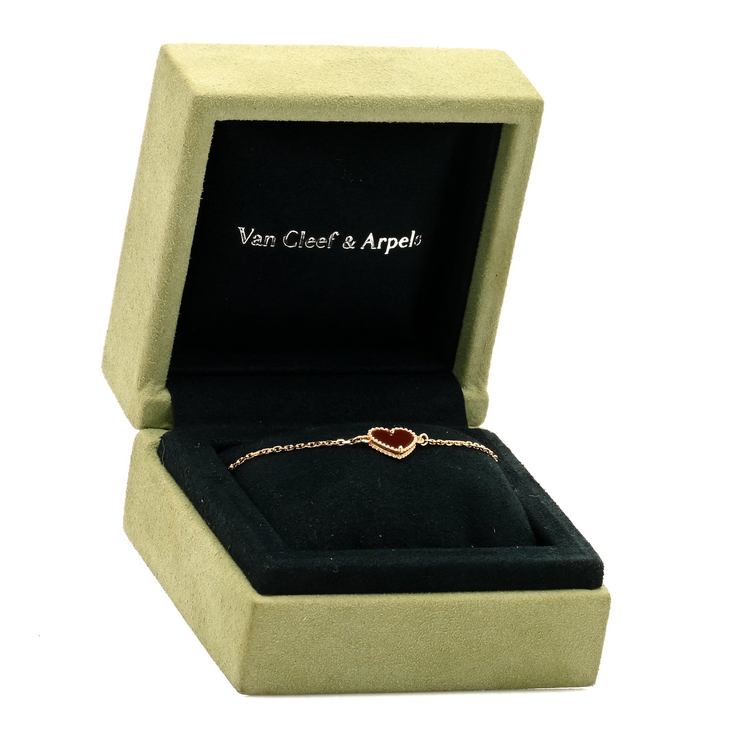 18K Rose Gold Carnelian Sweet Alhambra Heart Bracelet