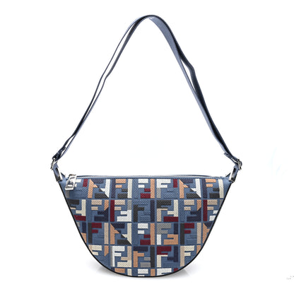 Fendi Yarn Canvas FF Multicolor Embroidered Chinese Valentines Small Melon Bag Blue 1 of 10