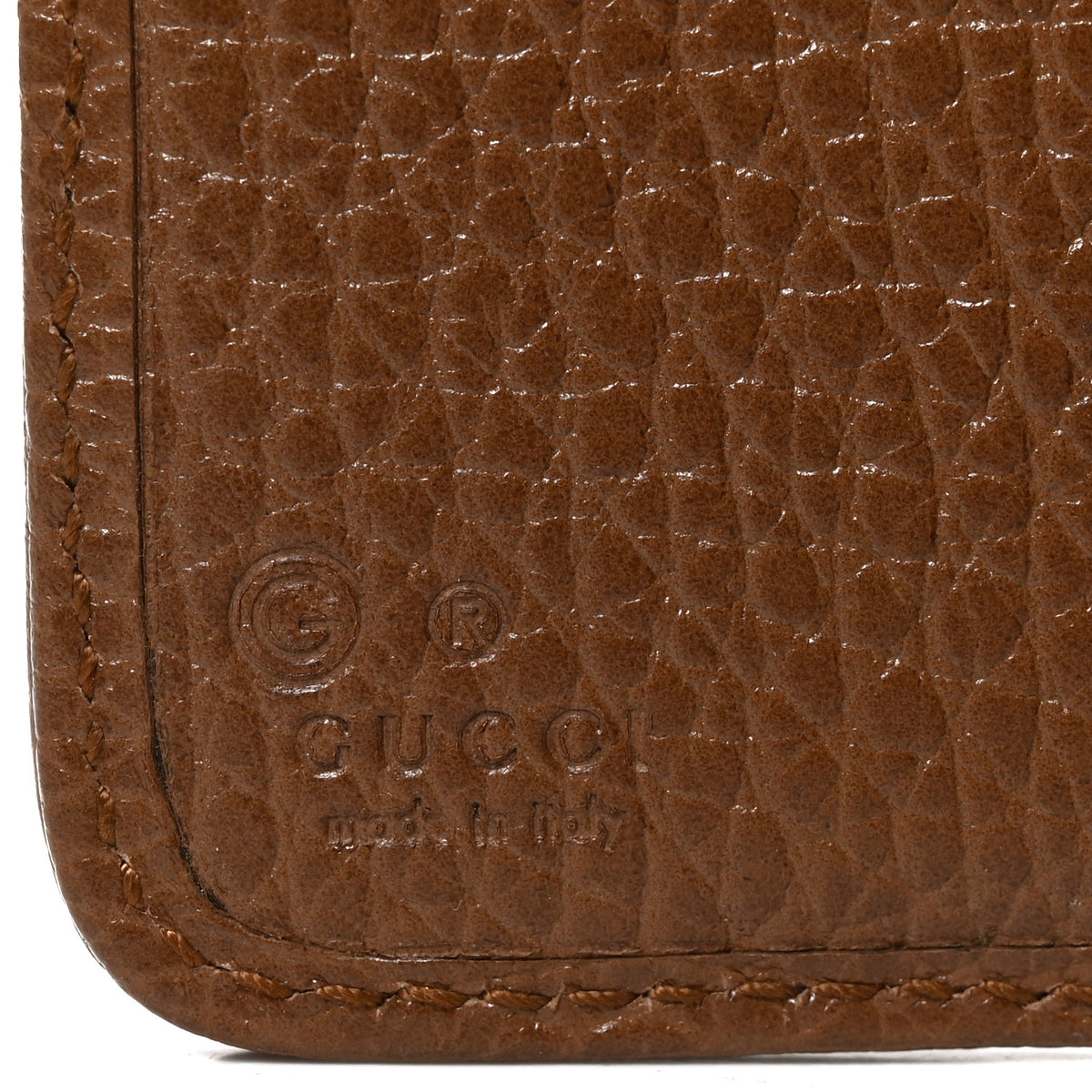 Gucci Monogram Dollar Calfskin Zip Around French Wallet Beige Ebony Tabacco 6 of 7