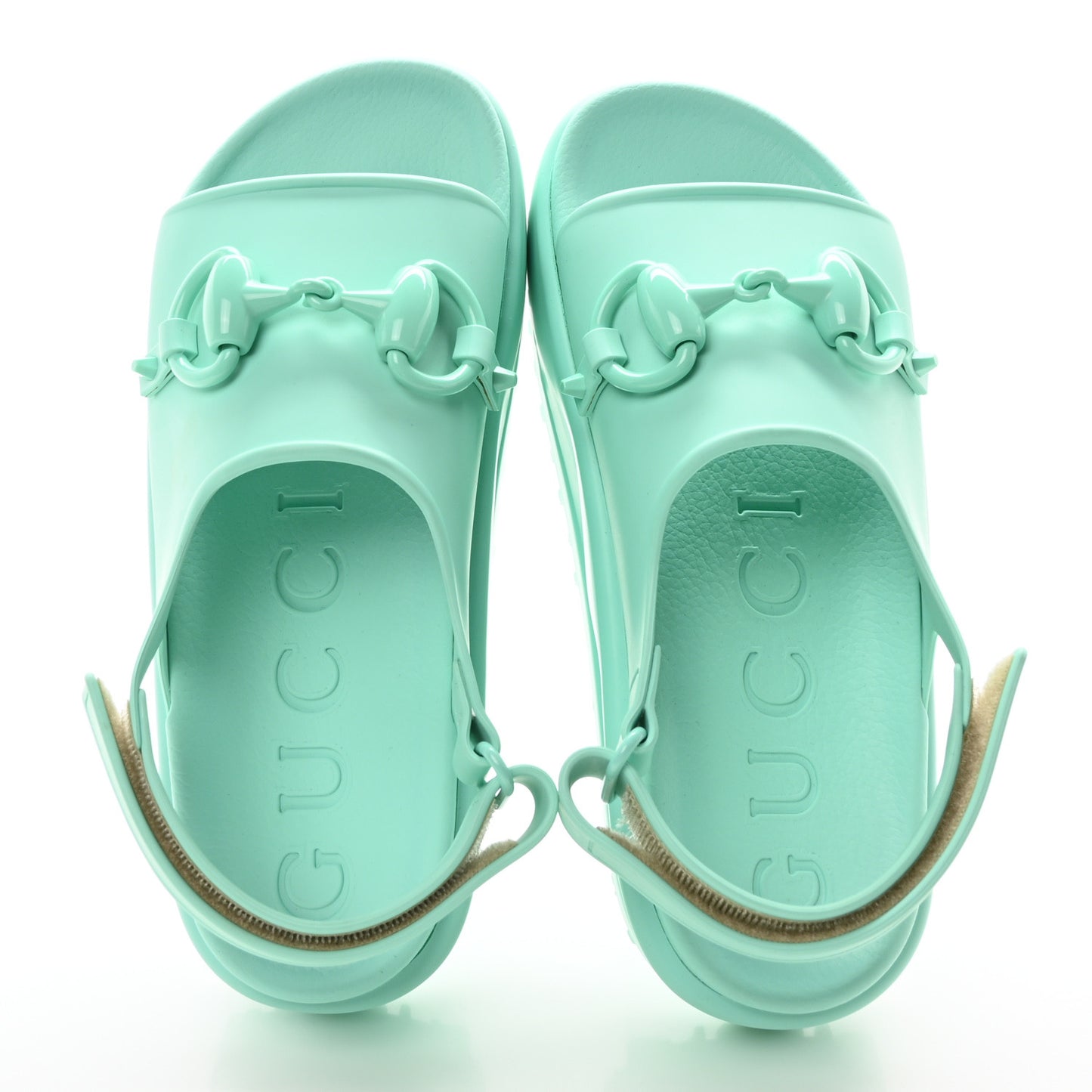 Soft Rubber Horsebit Womens Slingback Sandals 37 Teal Cyan