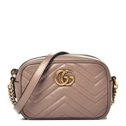 Gucci Calfskin Matelasse Mini GG Marmont Chain Shoulder Bag Porcelain Rose 1 of 9