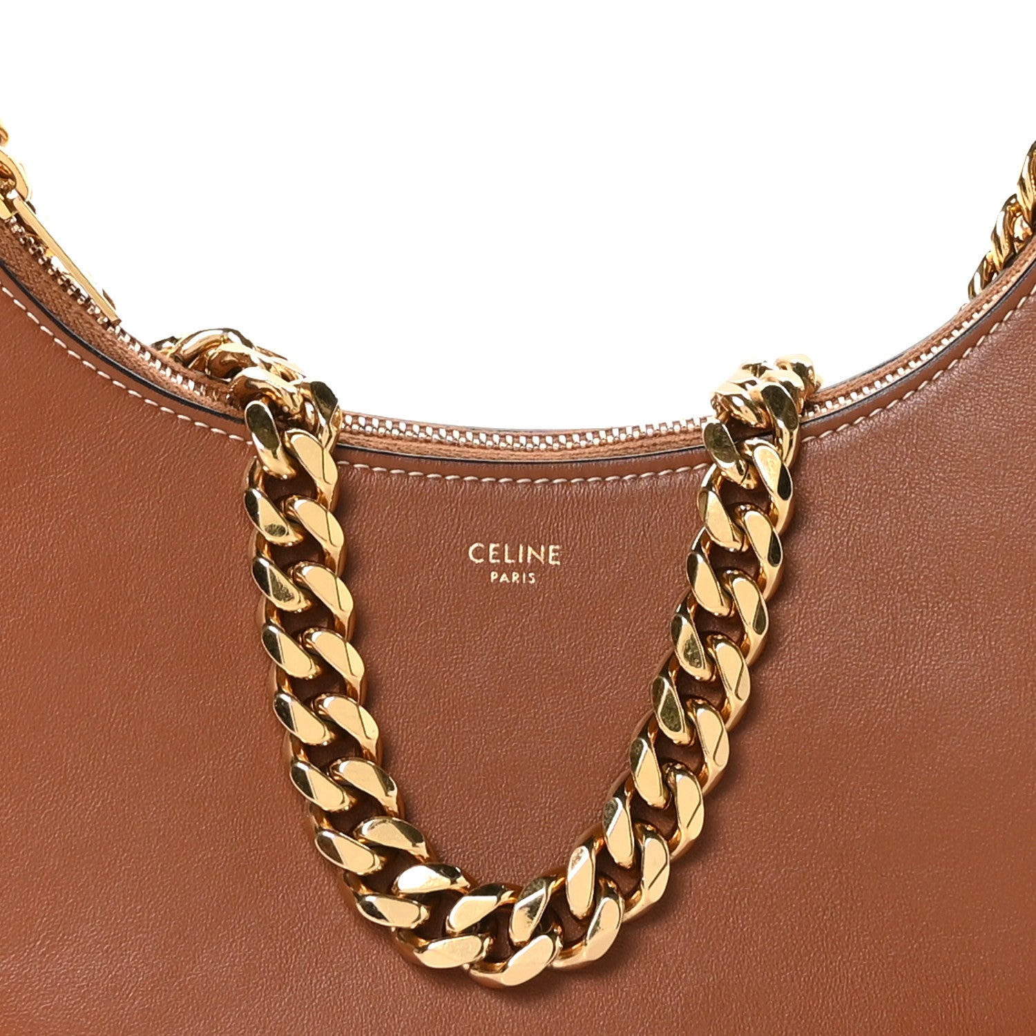 Celine Smooth Calfskin Medium Chain Strap Ava Shoulder Bag Tan 7 of 9