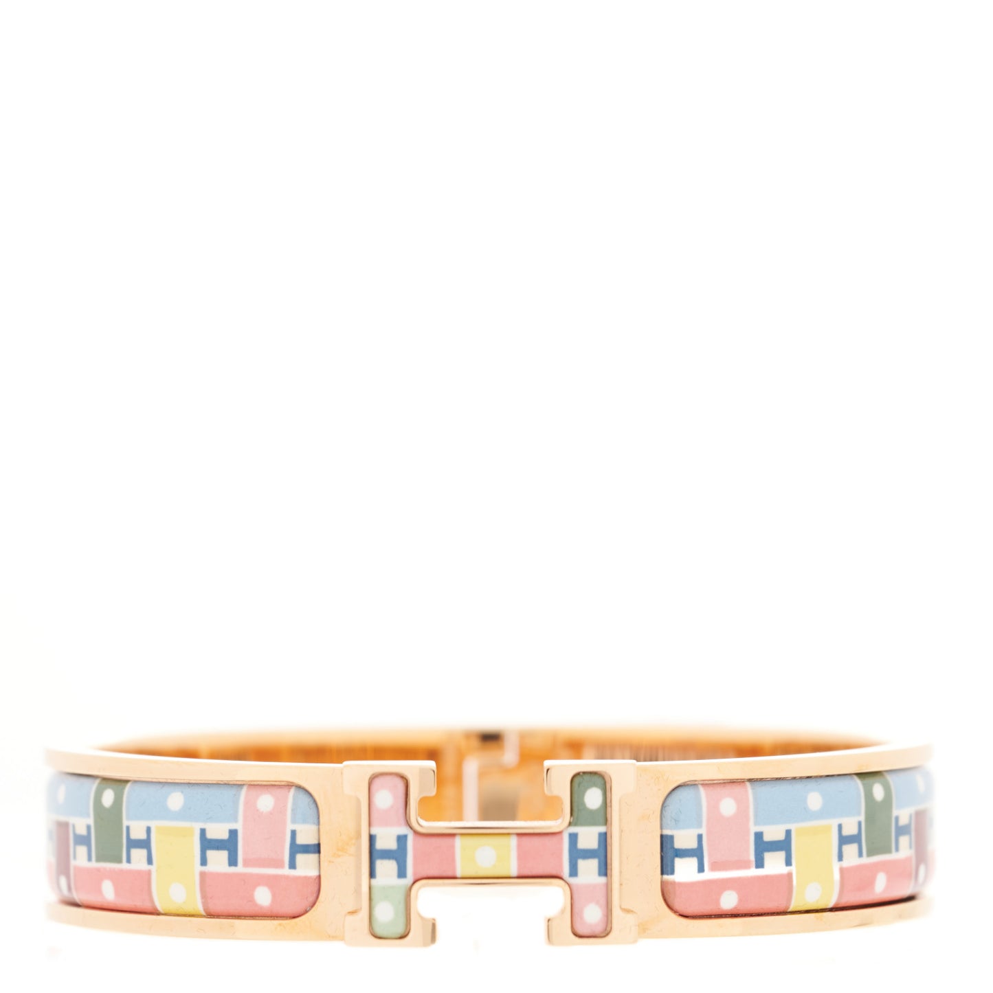 Enamel Printed Narrow Son du H Clic Clac H Bracelet PM Album De Soie