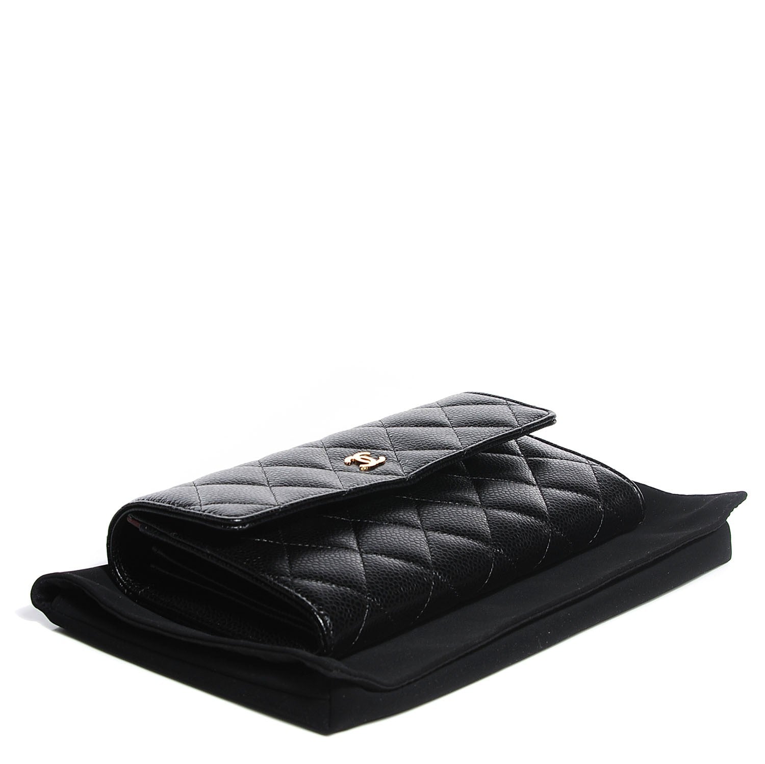 Chanel Caviar Quilted Large Gusset Flap Wallet Black 4 of 9