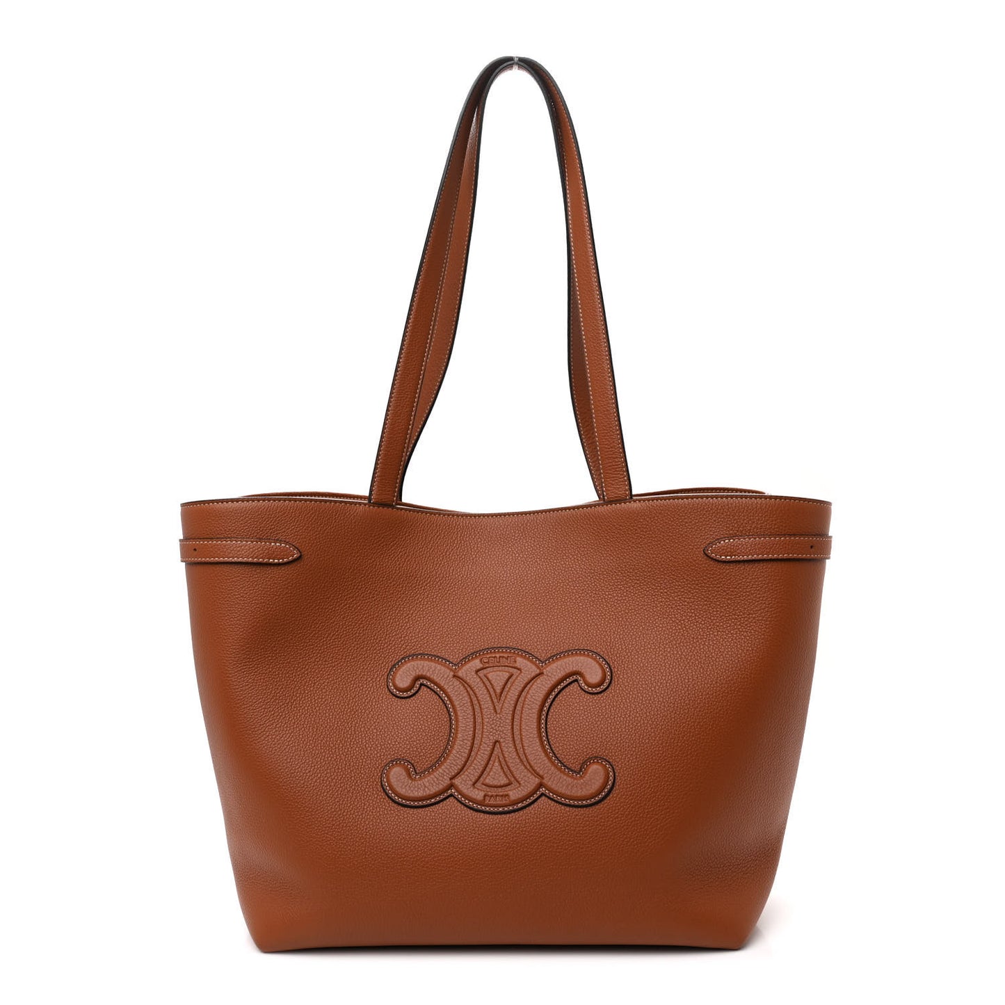 Grained Calfskin Triomphe Medium Cabas Anais Tan