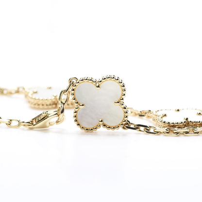 Van Cleef & Arpels 18K Yellow Gold Mother of Pearl 5 Motifs Vintage Alhambra Bracelet 4 of 7
