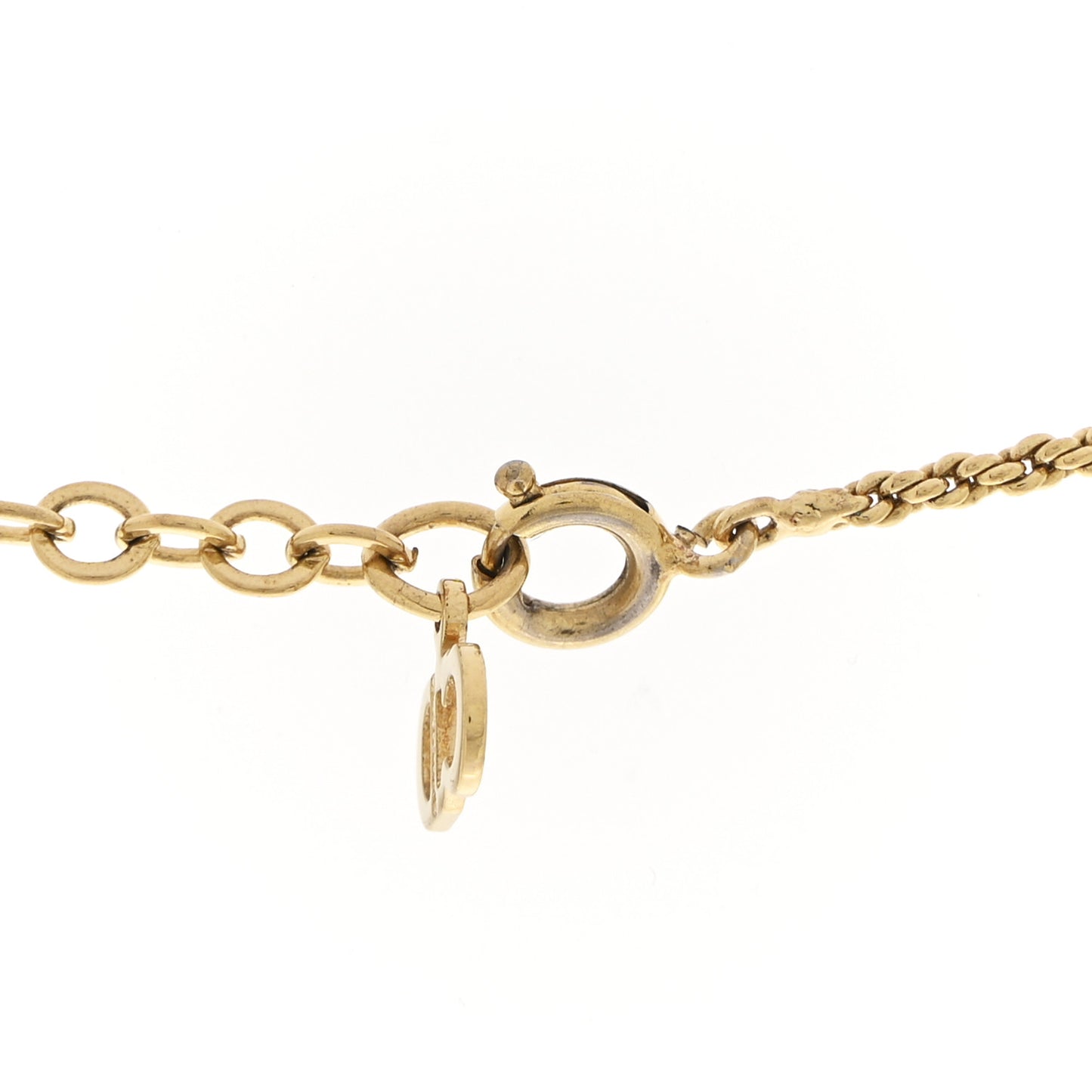 Metal Crystal CD Logo Pendant Necklace Gold