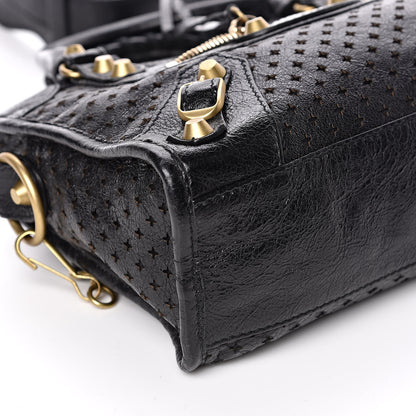 Balenciaga Agneau Stadio Laser Cut Cross Classic Gold Hardware Mini City Black 8 of 10