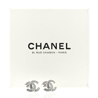 Chanel Crystal Timeless CC Earrings Silver 5 of 5