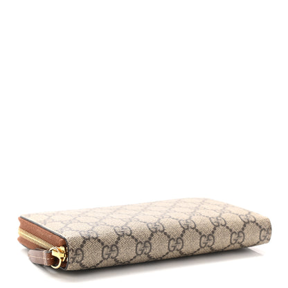 Gucci GG Supreme Monogram Cuoio Toscano Zip Around Wallet Beige Ebony Cuir 4 of 10